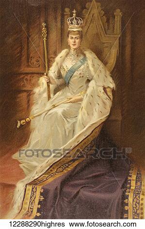 Stock Photograph - Queen Mary, consort of King George V, in the year of her coronation, 1910. Mary of Teck, Victoria Mary Augusta Louise Olga Pauline Claudine Agnes, 1867 to 1953. From The Illustrated London News, 1910.. Fotosearch