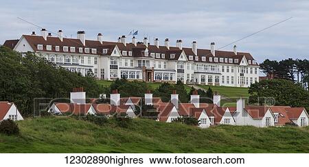 Stock Photograph - Residential buildings with many chimneys lining the rooftops; Scotland. Fotosearch