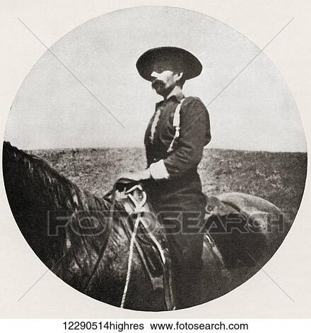 Stock Photograph - Roger Pocock, 1865 - 1941. English traveler, adventurer, missionary, pirate, soldier, frontiersman, and cowboy. Founder of the Legion of Frontiersmen. Seen here in 1899 after his record ride across America. From Heroes of Modern Adventure,.... Fotosearch