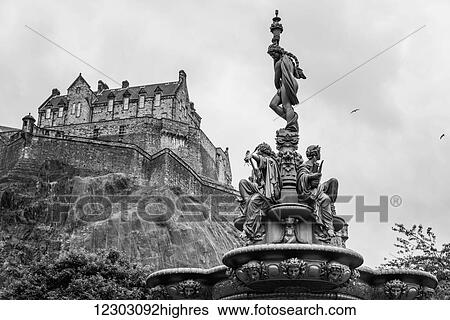 Ross Fountain and Edinburgh Castle; Edinburgh, Scotland View Large Photo Image Stock Photograph - Ross Fountain and Edinburgh Castle; Edinburgh, Scotland. Fotosearch