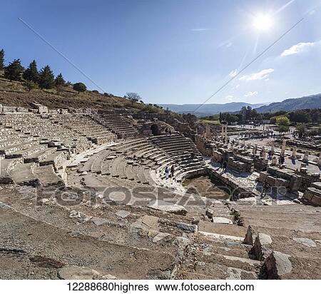 Stock Photograph - Ruins of a theatre built in the second century; Ephesus, Izmir, Turkey. Fotosearch