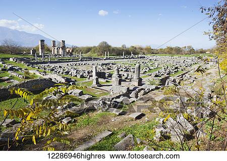 Stock Photograph - Ruins of an agora; Philippi, Greece. Fotosearch