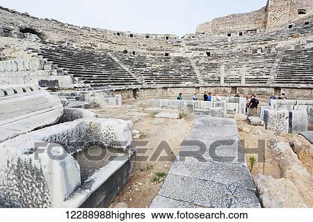Stock Photograph - Ruins of an amphitheatre; Miletus, Turkey. Fotosearch