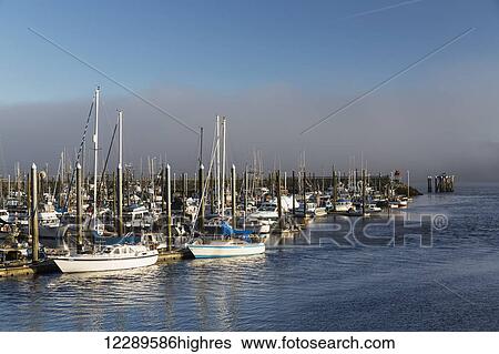 Stock Photograph - Sailboats docked at the harbor in Ketchikan, Southeast Alaska, USA, Spring. Fotosearch