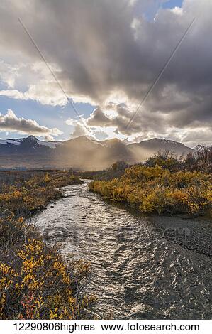 Stock Photograph - Scenic autumn view of Mule Creek along the Haines Highway, British Columbia, Canada. Fotosearch