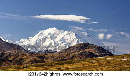 Stock Photograph - Scenic view of Denali in autumn as seen from Stony Hill overlook, Interior Alaska, USA. Fotosearch