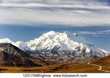 Stock Photograph - Scenic view of Denali in autumn as seen from Stony Hill overlook, Interior Alaska, USA. Fotosearch