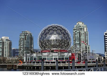 Stock Photograph - Science World dome on the waterfront; Vancouver, British Columbia, Canada. Fotosearch