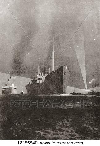 Searchlights of British destroyers sweeping the Thames estuary, London and guarding Britain's food supplies during WWI. From The War Illustrated Album Deluxe, published 1915. View Large Photo Image Stock Image - Searchlights of British destroyers sweeping the Thames estuary, London and guarding Britain's food supplies during WWI. From The War Illustrated Album Deluxe, published 1915.. Fotosearch