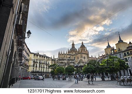 Segovia's Cathedral viewed from Plaza Mayor; Segovia, Castilla Leon, Spain View Large Photo Image Stock Photograph - Segovia's Cathedral viewed from Plaza Mayor; Segovia, Castilla Leon, Spain. Fotosearch