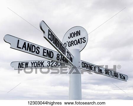 Sign for destinations and distances from John O'Groats; John O'Groats, Scotland View Large Photo Image Stock Photograph - Sign for destinations and distances from John O'Groats; John O'Groats, Scotland. Fotosearch