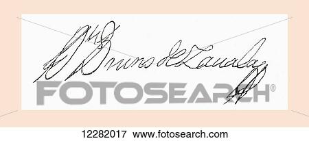 Signature of Bruno Mauricio de Zabala, 1682–1736. Spanish soldier and colonial administrator. Founder of Montevideo, Uruguay. From La Ilustracion Española y Americana, published 1892. View Large Photo Image Stock Photo - Signature of Bruno Mauricio de Zabala, 1682–1736. Spanish soldier and colonial administrator. Founder of Montevideo, Uruguay. From La Ilustracion Española y Americana, published 1892.. Fotosearch