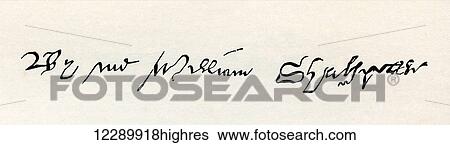 Stock Photograph - Signature of William Shakespeare, 1564 - 1616. English poet, playwright, dramatist and actor. From The Works of William Shakespeare, published 1896.. Fotosearch