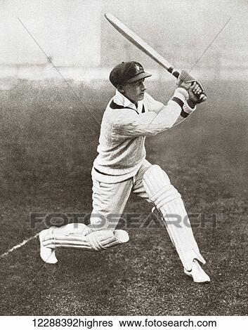 Stock Photograph - Sir Donald George Bradman, 1908 2001, often referred to as The Don. Australian cricketer, widely acknowledged as the greatest batsman of all time. From The Story of 25 Eventful Years in Pictures, published 1935.. Fotosearch