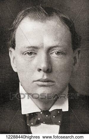 Stock Photograph - Sir Winston Leonard Spencer Churchill, 1874 1965. British politician and Prime Minister of England. From The History of the Great War, published c. 1919. Fotosearch