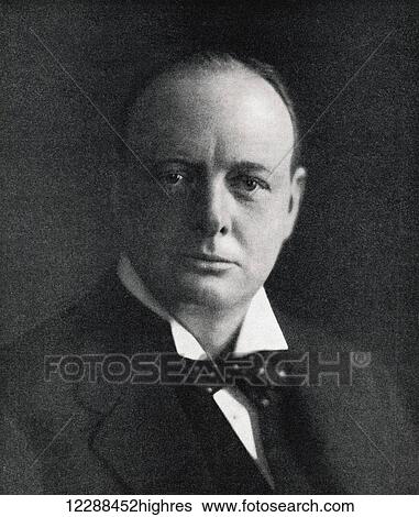 Stock Photograph - Sir Winston Leonard Spencer-Churchill, 1874 - 1965. British politician and Prime Minister of England. From the magazine Twenty Years After The Battlefields of 1914-1918 Then and Now by Sir Ernest Swinton published 1938.. Fotosearch