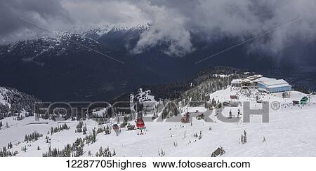 Stock Photograph - Ski hill and gondola; Whistler, British Columbia, Canada. Fotosearch