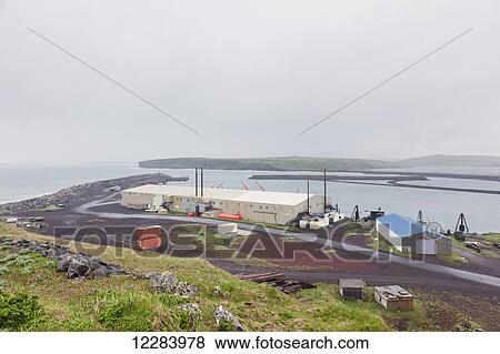 St. Paul harbor, industrial cranes, and port warehouse, St. Paul Island, Southwestern Alaska, USA, Summer View Large Photo Image Stock Photo - St. Paul harbor, industrial cranes, and port warehouse, St. Paul Island, Southwestern Alaska, USA, Summer. Fotosearch