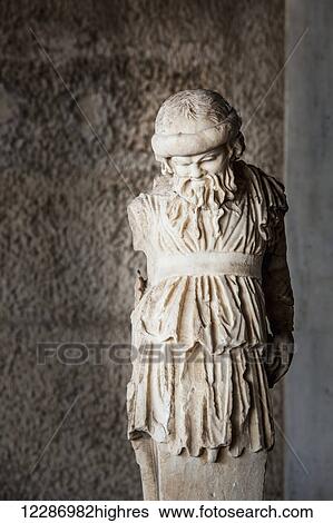 Stock Photograph - Statue of sleeping Silenus, Ancient Agora Museum; Athens, Greece. Fotosearch