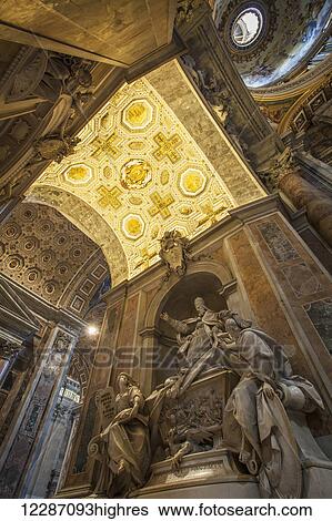 Statues and ornate ceiling, St. Peter's Basilica; Rome, Italy View Large Photo Image Stock Photograph - Statues and ornate ceiling, St. Peter's Basilica; Rome, Italy. Fotosearch