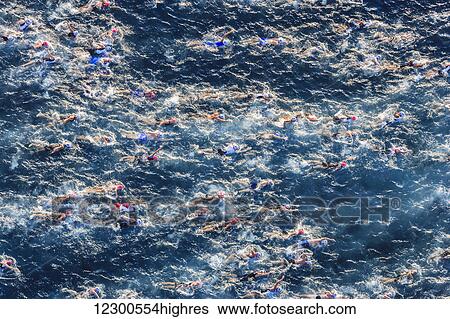 Swim start of Ironman Triathlon World Championship; Kailua-Kona, Island of Hawaii, Hawaii, United States of America View Large Photo Image Stock Photograph - Swim start of Ironman Triathlon World Championship; Kailua-Kona, Island of Hawaii, Hawaii, United States of America. Fotosearch