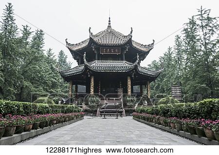Stock Photograph - Taoist temple in Chengdu city center; Sichuan province, China. Fotosearch