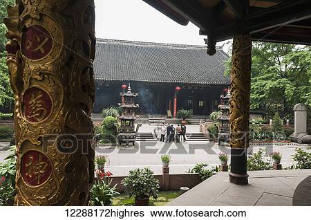 Stock Photograph - Taoist temple in Chengdu city center; Sichuan province, China. Fotosearch