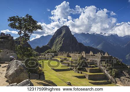Stock Photograph - The ancient Incan ruins of Machu Picchu; Cusco, Peru. Fotosearch
