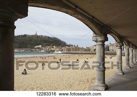 The beach of Playa de La Concha and the old town and Town Hall; San Sebastian, Spain View Large Photo Image Stock Photograph - The beach of Playa de La Concha and the old town and Town Hall; San Sebastian, Spain. Fotosearch