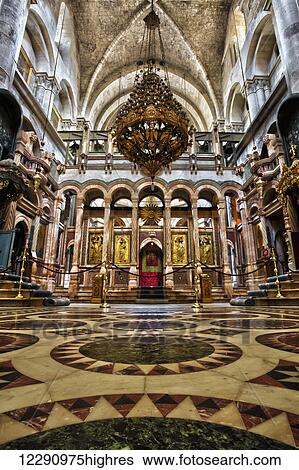 Stock Photograph - The Church of the Holy Sepulchre, also called the Basilica of the Holy Sepulchre, or the Church of the Resurrection by Eastern Christians, Christian Quarter, Old City of Jerusalem; Jerusalem, Israel. Fotosearch