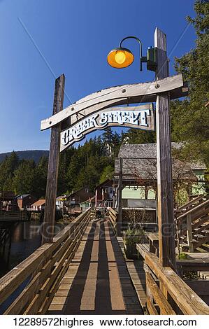 The Creek Street sign and boardwalk, downtown Ketchikan, Southeast Alaska, USA, Spring View Large Photo Image Stock Photograph - The Creek Street sign and boardwalk, downtown Ketchikan, Southeast Alaska, USA, Spring. Fotosearch