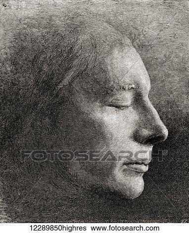 Stock Photograph - The death mask of John Keats, 1795 1821. English Romantic poet. From The Century Illustrated Monthly Magazine, published 1884.. Fotosearch