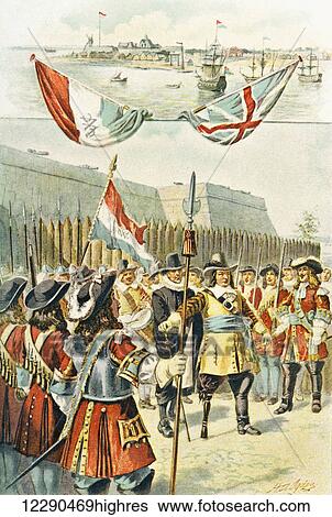 The Dutch surrender New Amsterdam, America, to the English, September 8th, 1664. From The History of Our Country, published 1899 View Large Photo Image Stock Photograph - The Dutch surrender New Amsterdam, America, to the English, September 8th, 1664. From The History of Our Country, published 1899. Fotosearch