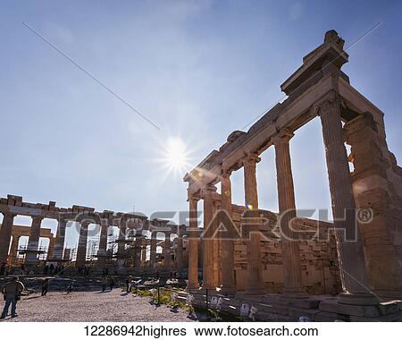 Stock Photograph - The Erechtheion, an ancient Greek temple on the North side of the Acropolis; Athens, Greece. Fotosearch