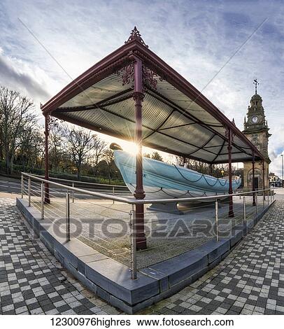 Stock Photograph - The first lifeboat on display; South Shields, Tyne and Wear, England. Fotosearch