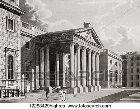 Stock Photograph - The Grand Portico, Carlton House, London, England. Residence of the Prince Regent, later George IV. The pillars now form the portico of The National Gallery. From Buckingham Palace, Its Furniture, Decoration and History, published 1931.. Fotosearch