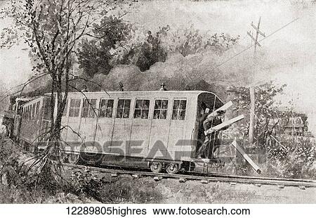 Stock Photograph - The Great Locomotive Chase or Andrews' Raid, a military raid that occurred April 12, 1862, in northern Georgia during the American Civil War. From The History of Our Country, published 1905.. Fotosearch
