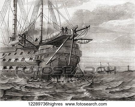 The HMS Agamemnon laying the transatlantic telegraph cable, 2 August, 1858. From Les Merveilles de la Science, published c. 1870 View Large Photo Image Stock Photograph - The HMS Agamemnon laying the transatlantic telegraph cable, 2 August, 1858. From Les Merveilles de la Science, published c. 1870. Fotosearch