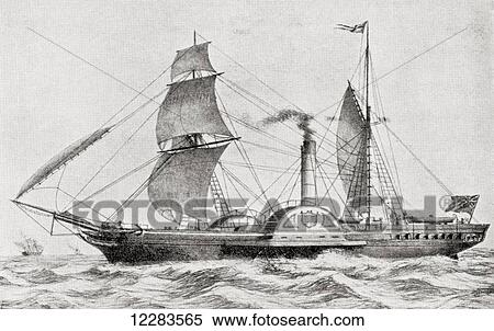 The Paddle Steamer SS Sirius leaving Cork harbour on April 4 1838, with ninety four passengers, she arrived at New York on April 23 1838. From The Romance of the Merchant Ship, published 1931. View Large Photo Image Stock Photography - The Paddle Steamer SS Sirius leaving Cork harbour on April 4 1838, with ninety four passengers, she arrived at New York on April 23 1838. From The Romance of the Merchant Ship, published 1931.. Fotosearch