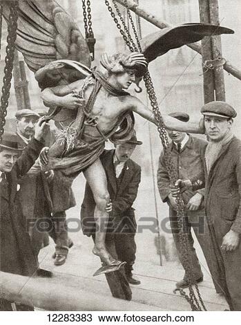 The removal of the statue of Eros from Piccadilly Circus, London, England in 1925 during the reconstruction of the underground railway station. From The Story of 25 Eventful Years in Pictures, published 1935. View Large Photo Image Stock Image - The removal of the statue of Eros from Piccadilly Circus, London, England in 1925 during the reconstruction of the underground railway station. From The Story of 25 Eventful Years in Pictures, published 1935.. Fotosearch