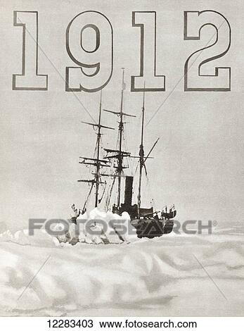 Stock Image - The Terra Nova ship used by Robert Falcon Scott during The Terra Nova Expedition to the south pole in 1912. From The Story of 25 Eventful Years in Pictures, published 1935.. Fotosearch