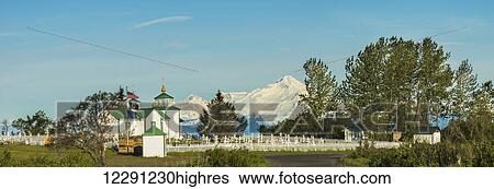 The Transfiguration of Our Lord Russian Orthodox Church in Ninlichik with Mt. Iliamna in the background, Kenai Peninsula, Southcentral Alaska, summer View Large Photo Image Stock Photograph - The Transfiguration of Our Lord Russian Orthodox Church in Ninlichik with Mt. Iliamna in the background, Kenai Peninsula, Southcentral Alaska, summer. Fotosearch