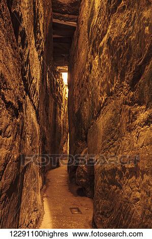Stock Photograph - The Western Wall Tunnel, an underground tunnel exposing the full length of the Western Wall; Jerusalem, Israel. Fotosearch