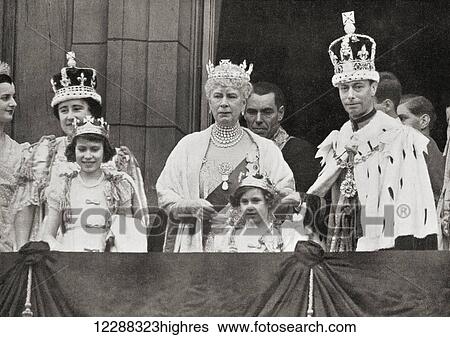 Three generations of the royal family on the balcony at Buckingham Palace after the coronation in 1937. Elizabeth Angela Marguerite Bowes-Lyon, 1900 to 2002. Queen consort of George VI. Queen Mary, consort of King George V, Mary of Teck, Victoria... View Large Photo Image Stock Photograph - Three generations of the royal family on the balcony at Buckingham Palace after the coronation in 1937. Elizabeth Angela Marguerite Bowes-Lyon, 1900 to 2002. Queen consort of George VI. Queen Mary, consort of King George V, Mary of Teck, Victoria.... Fotosearch