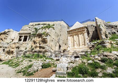Stock Photograph - Tombs of Zechariah and the sons of Hezir; Jerusalem, Israel. Fotosearch