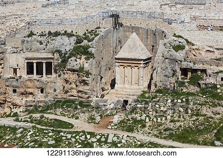 Stock Photograph - Tombs of Zechariah and the sons of Hezir; Jerusalem, Israel. Fotosearch
