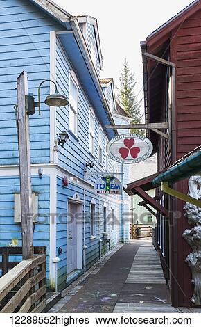 Tourist shops in downtown Ketchikan, Southeast Alaska, USA, Spring View Large Photo Image Stock Photograph - Tourist shops in downtown Ketchikan, Southeast Alaska, USA, Spring. Fotosearch