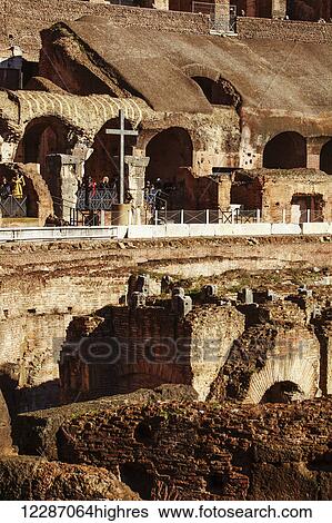 Stock Photograph - Tourists at the Colosseum; Rome, Italy. Fotosearch
