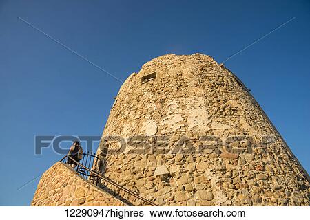 Stock Photograph - Tower in Bari Sardo beach; Sardinia, Italy. Fotosearch