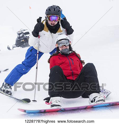 Two skiers smiling; Whistler, British Columbia, Canada View Large Photo Image Stock Photograph - Two skiers smiling; Whistler, British Columbia, Canada. Fotosearch